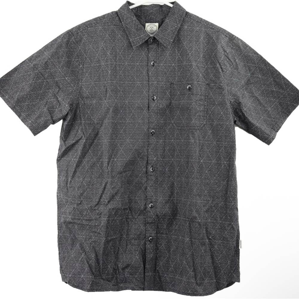 XL New Men’s Voyager Short Sleeve Black Stretch Woven Button Up Collar Shirt